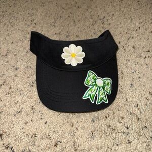 Black Visor with Daisy and Bow Accents